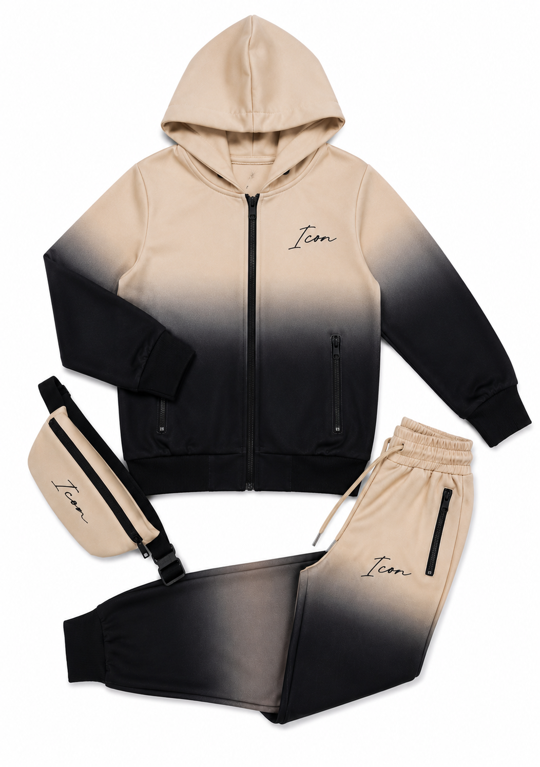 Icon Trainingspak Beige/Zwart Kleurverloop