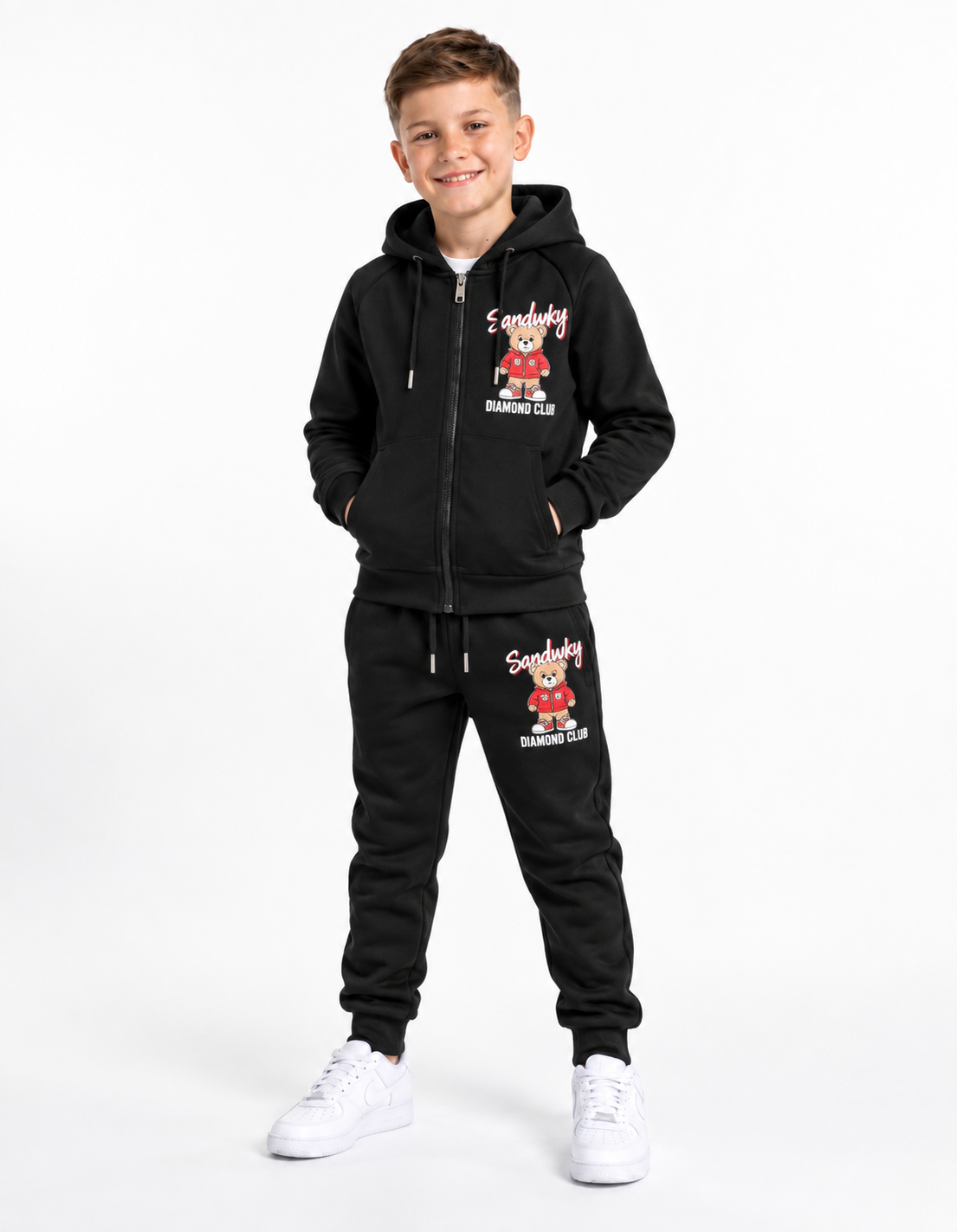 Joggingpak Jongens Bear – Rood met Vest HB-25