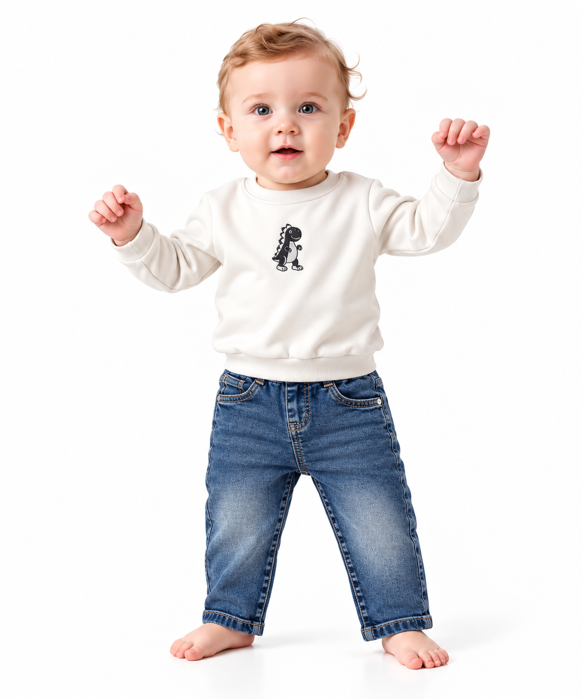Baby jongens setje dino wit