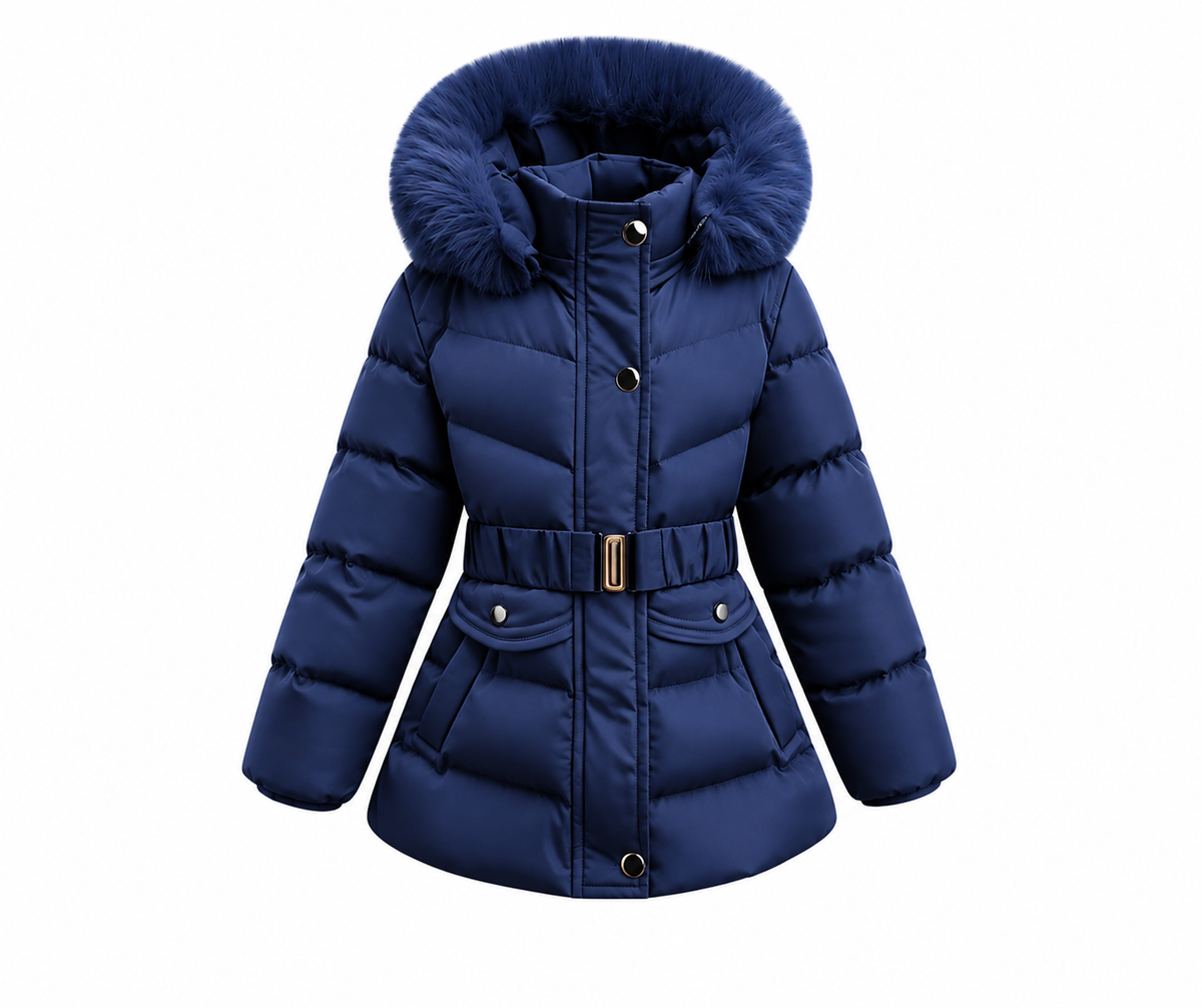 Meisjes winterjas donkerblauw