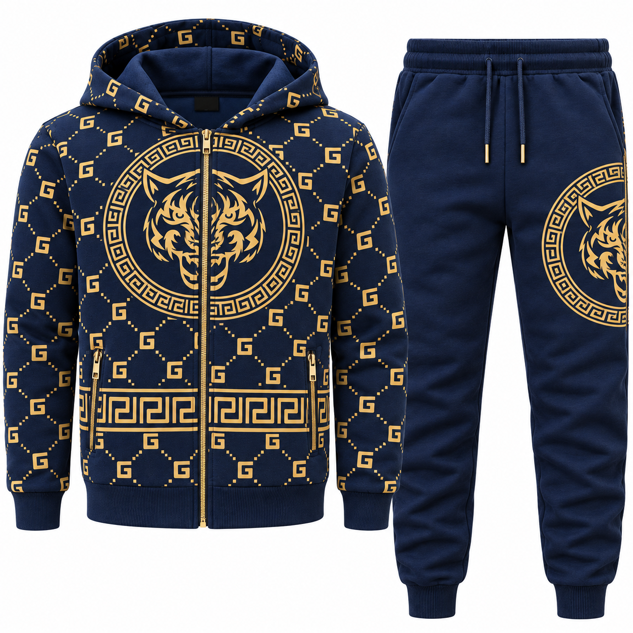 Jogging Pak donkerblauw/goud
