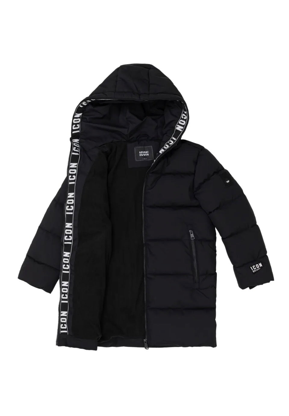 Icon winterjas halflang zwart