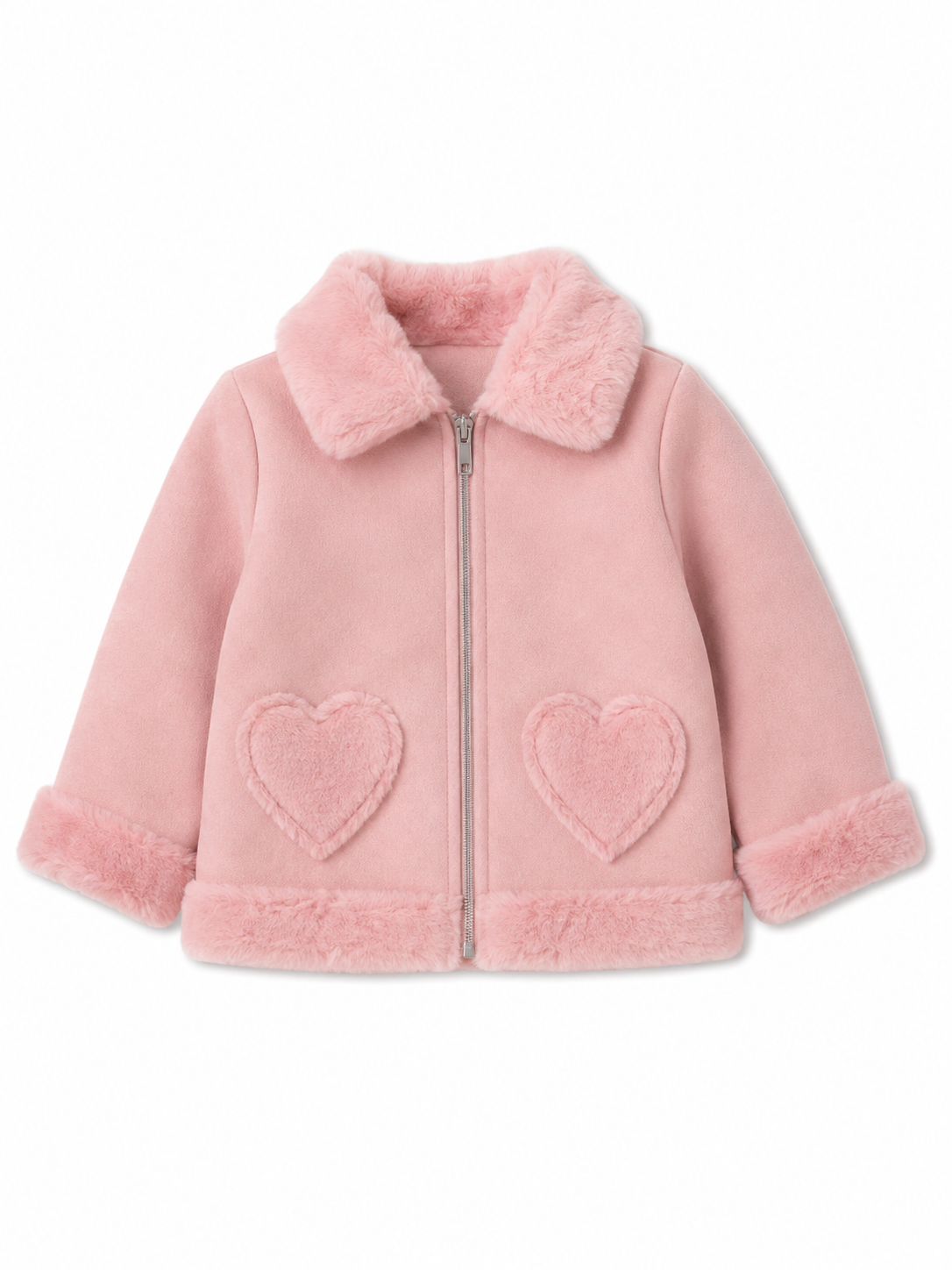 Meisjes jas hart roze