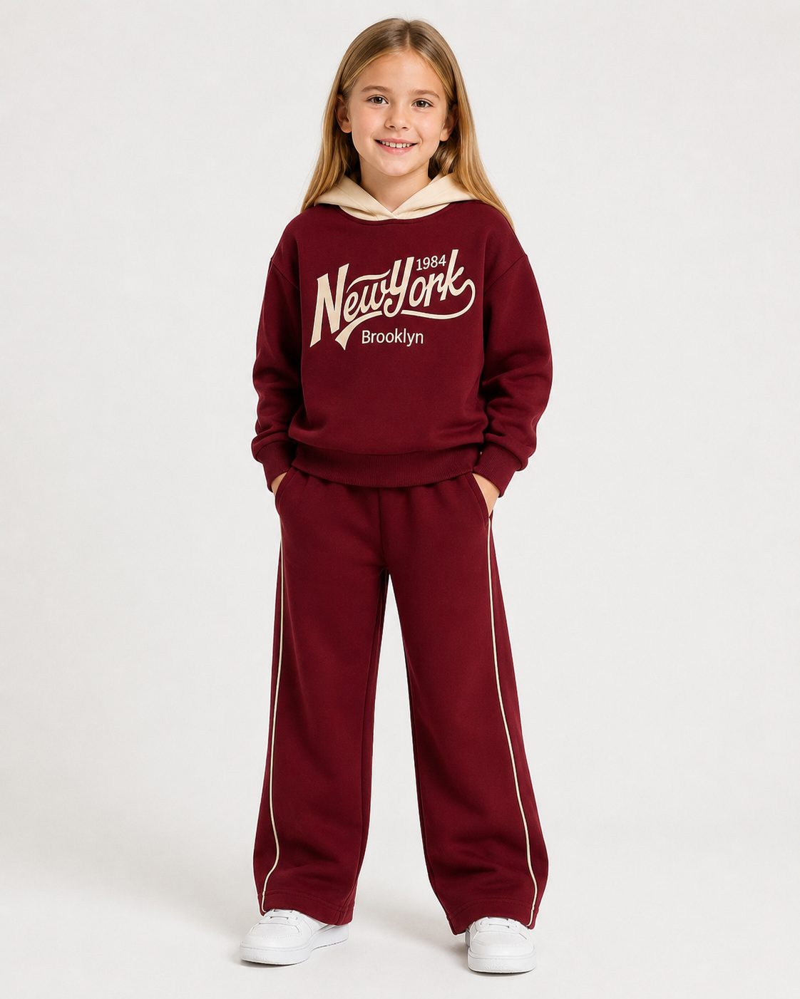 Meisjes set New York bordeaux