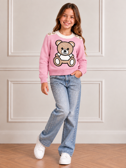 Meisjes trui beer – roze