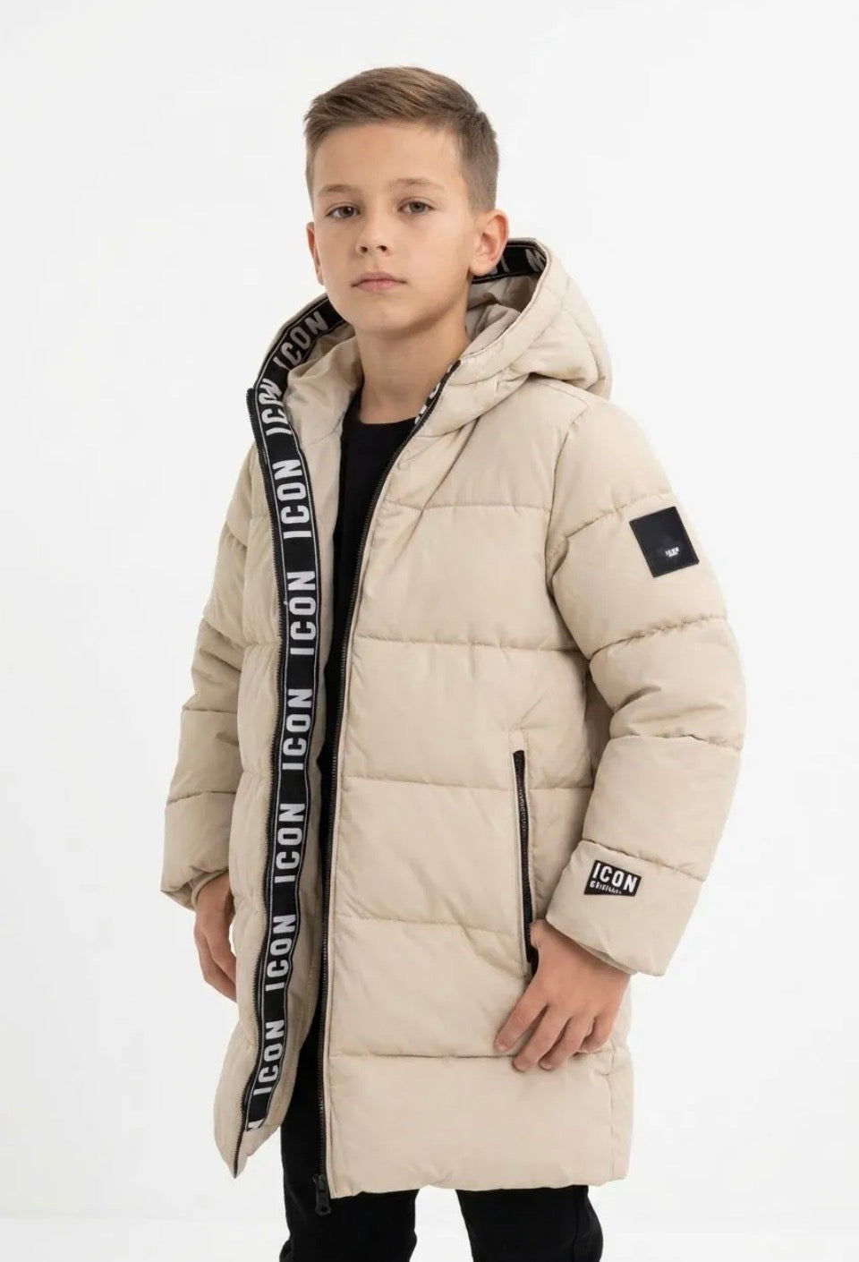 Icon winterjas beige half lang