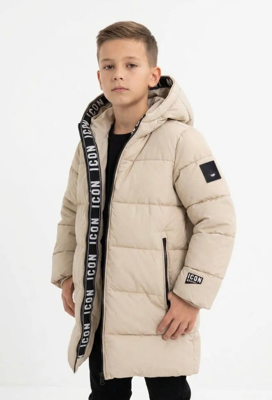 Icon winterjas beige half lang
