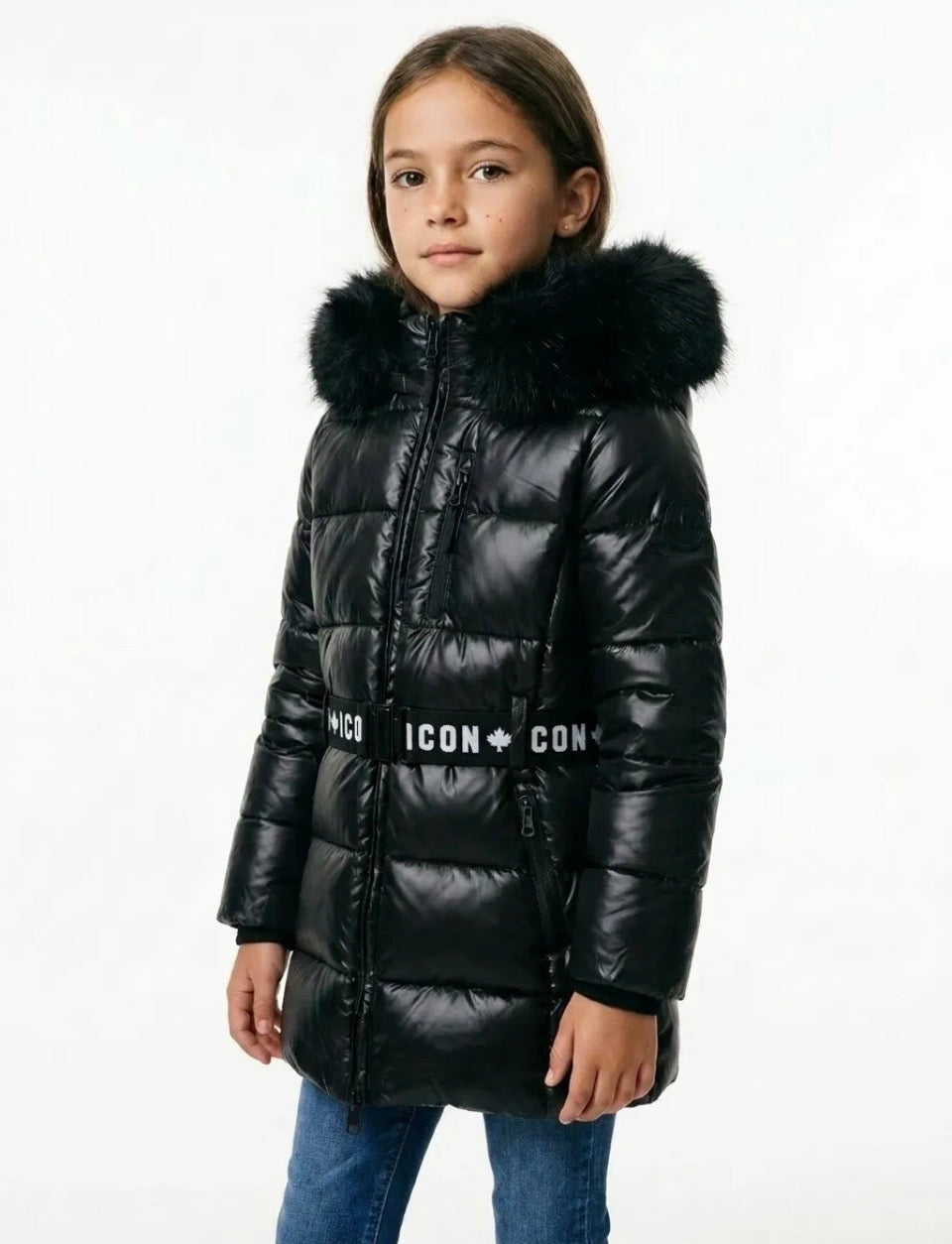 Icon meisjes winterjas zwart