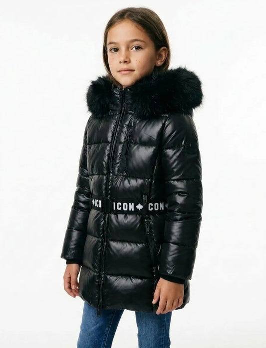 Icon meisjes winterjas zwart