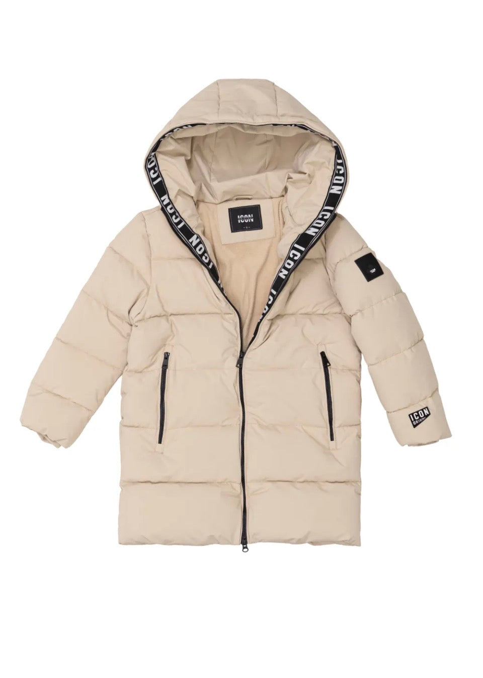 Icon winterjas beige half lang