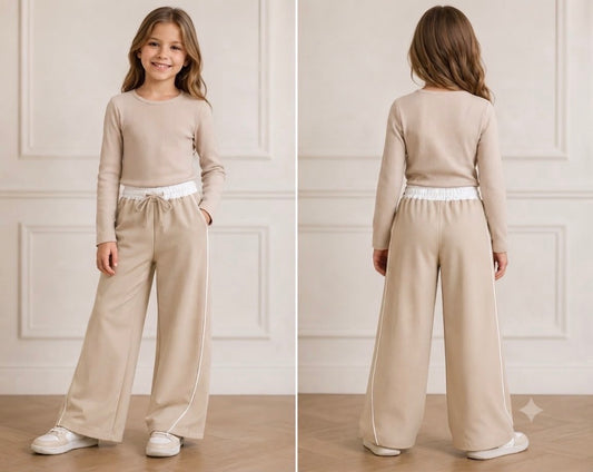 Meisjes set twee delig beige