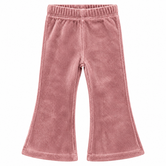 Meisjes flared broek oudroze van soepele stof
