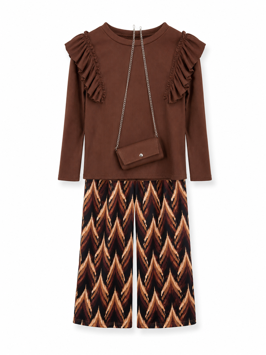Meisjes set met tasje bruin