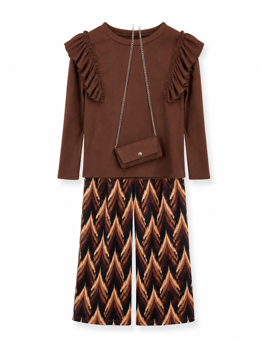 Meisjes set met tasje bruin