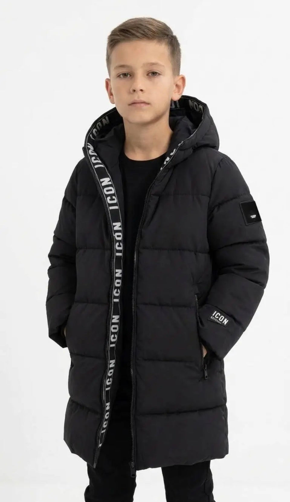 Icon winterjas halflang zwart