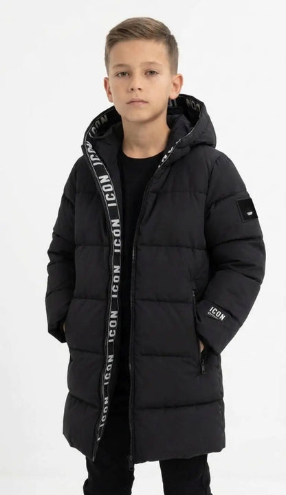 Icon winterjas halflang zwart