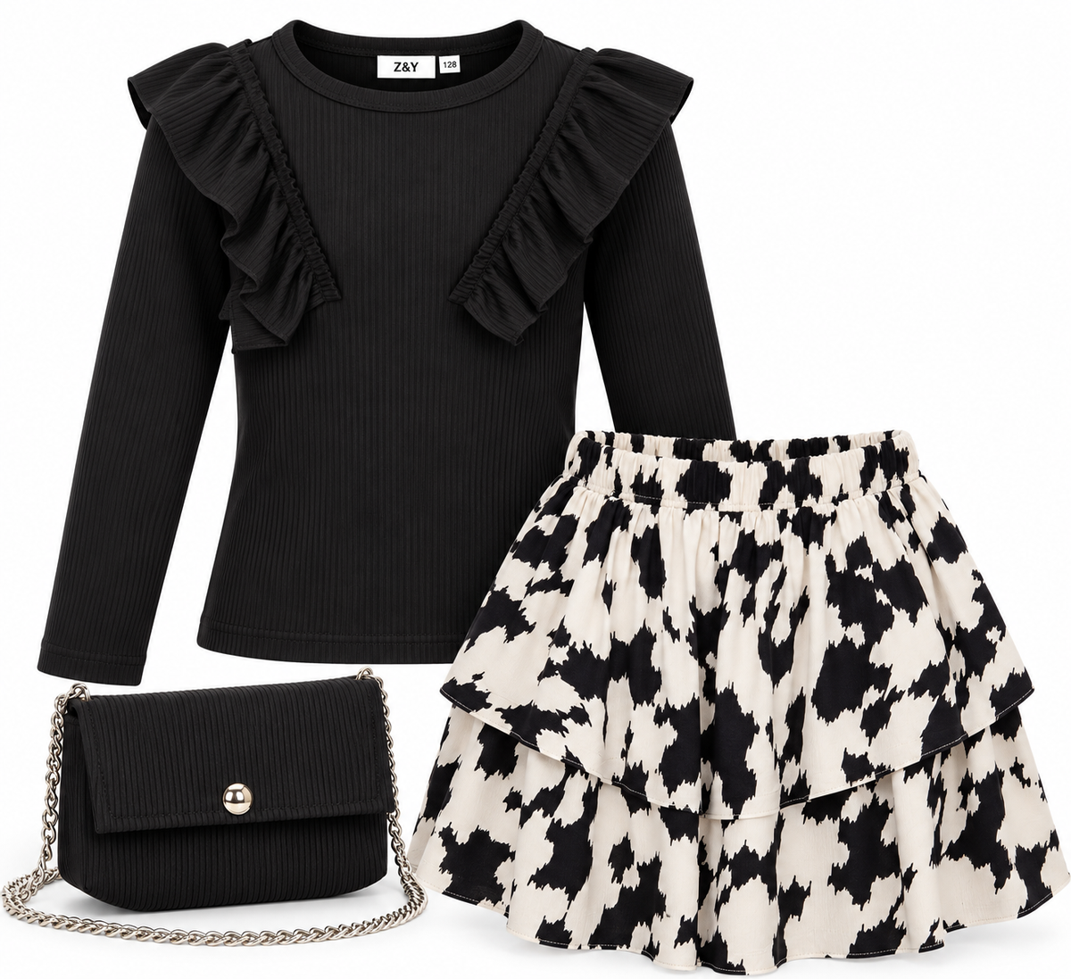 meisjes set shirt rokje en tasje