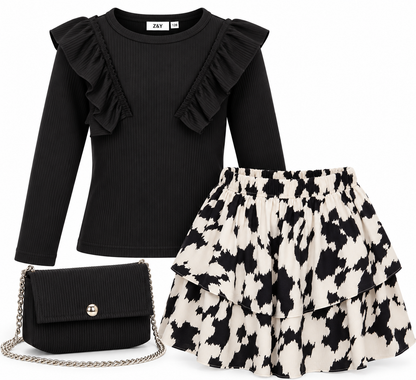 meisjes set shirt rokje en tasje