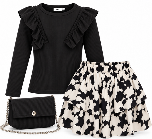 meisjes set shirt rokje en tasje