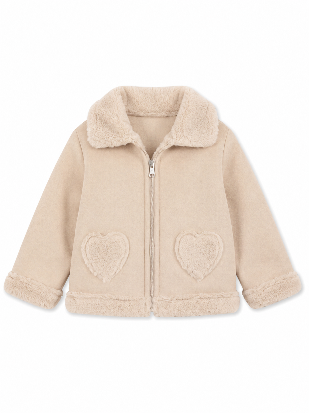 Meisjes jasje hart beige