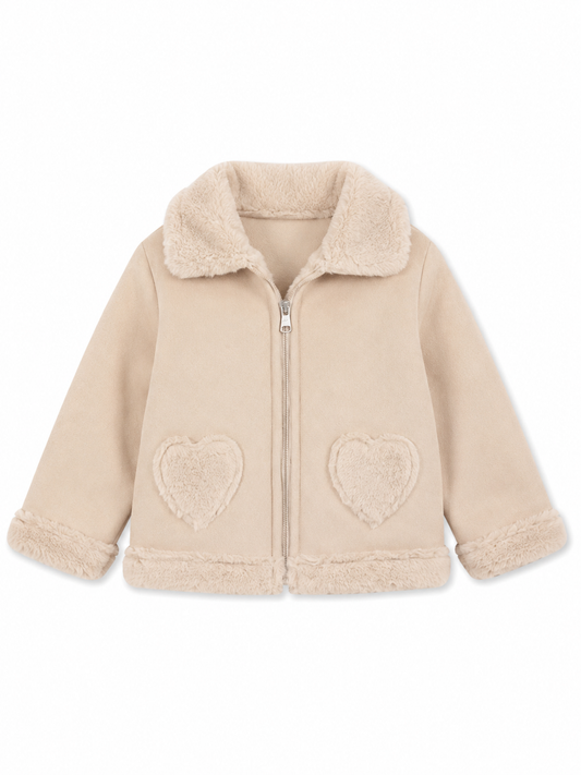 Meisjes jasje hart beige