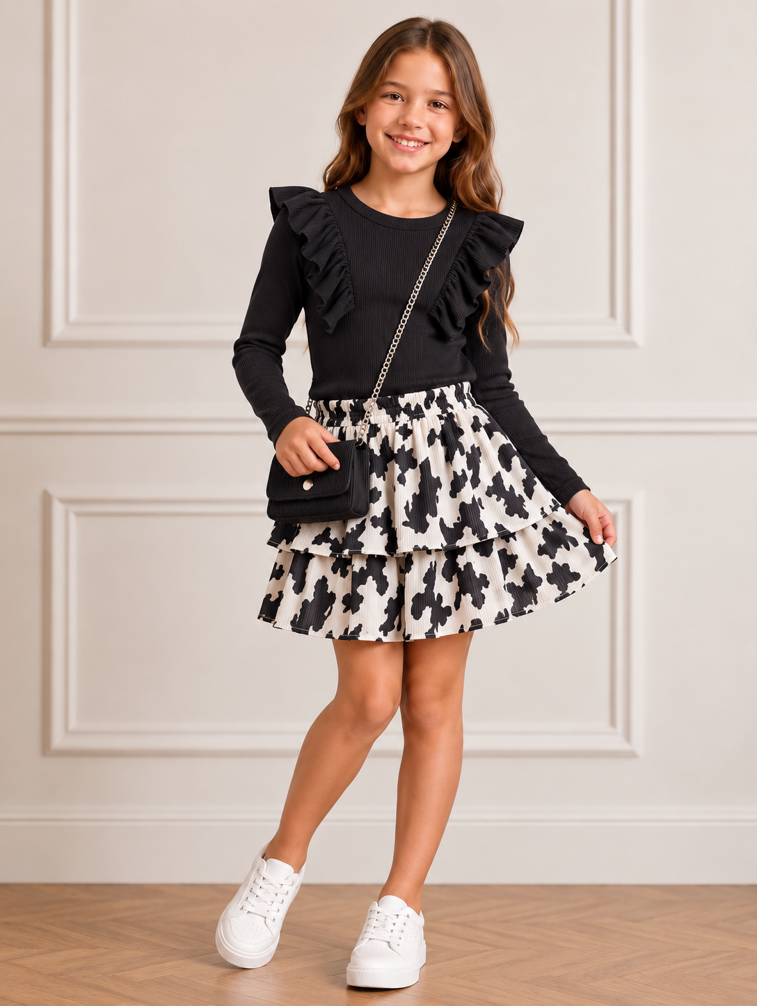 meisjes set shirt rokje en tasje
