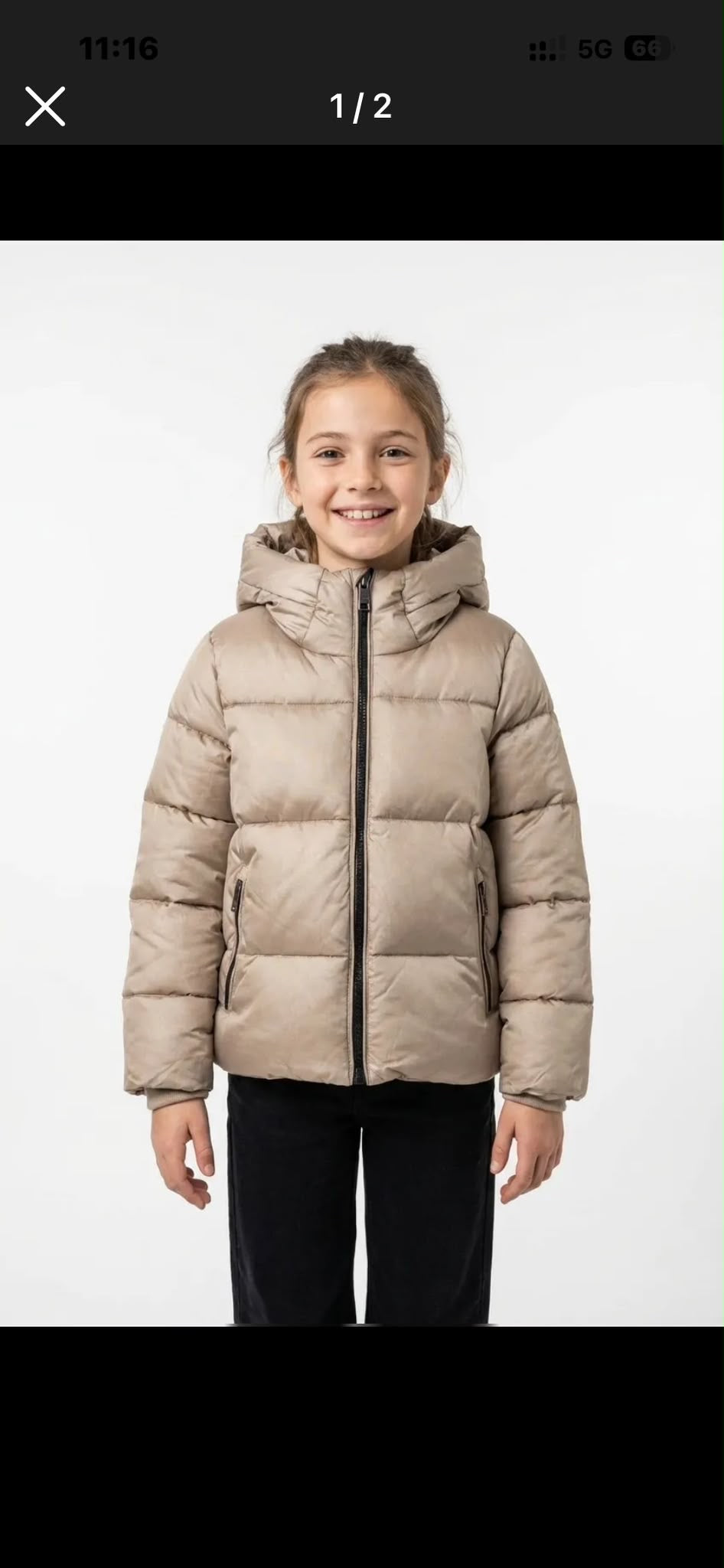 Meisjes winterjas taupe