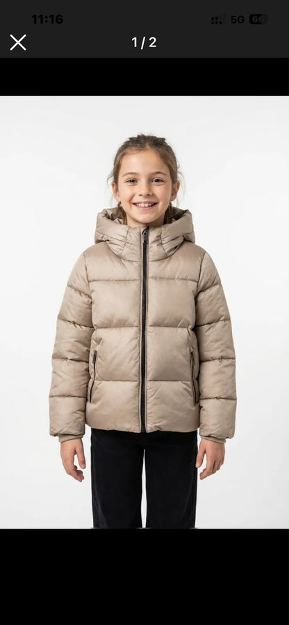 Meisjes winterjas taupe