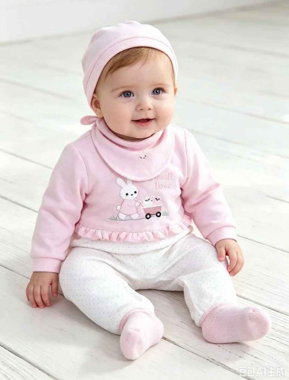 Baby meisje romper slabber en muts
