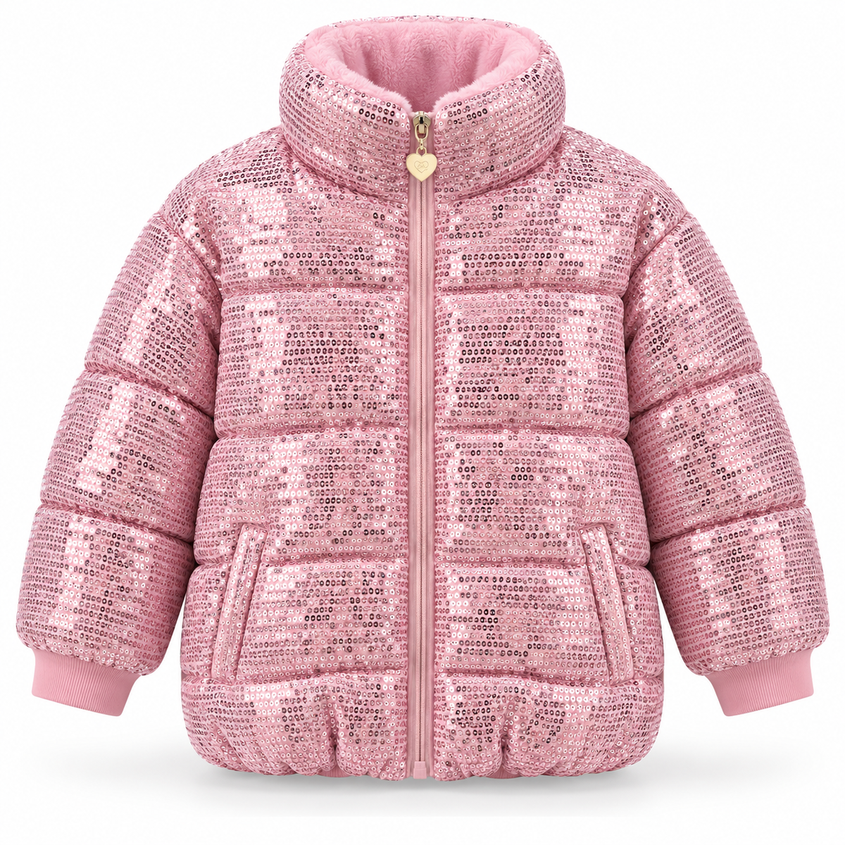 Meisjes winterjas glitter roze