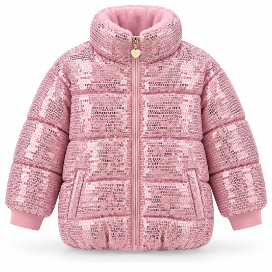 Meisjes winterjas glitter roze