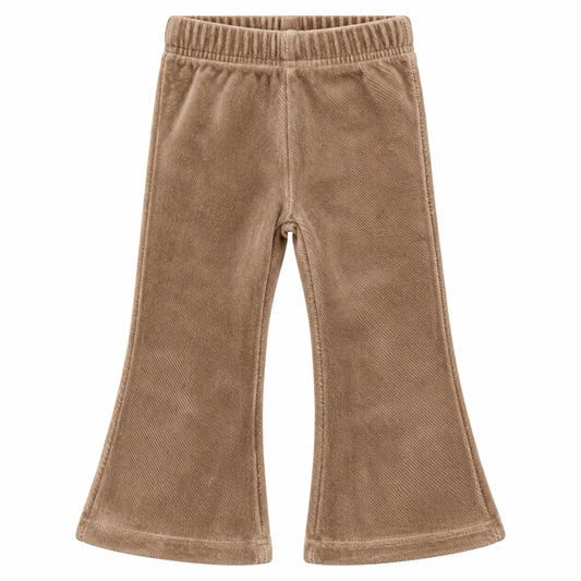 Meisjes flared broek bruin van soepele stof