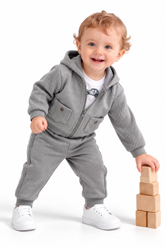 Jongens baby setje grijs