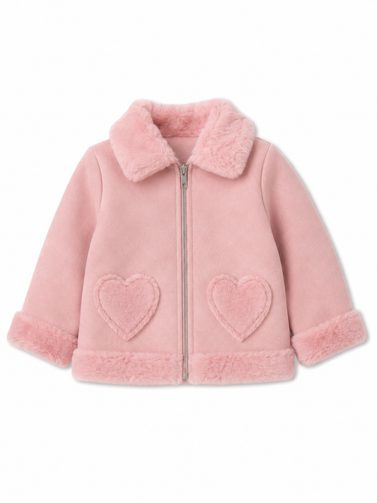 Meisjes jas hart roze