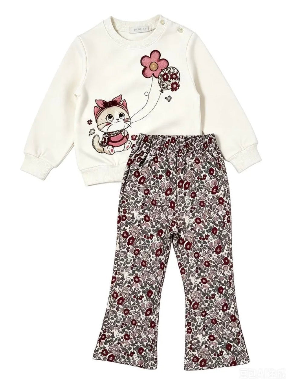 Meisjes set cat white