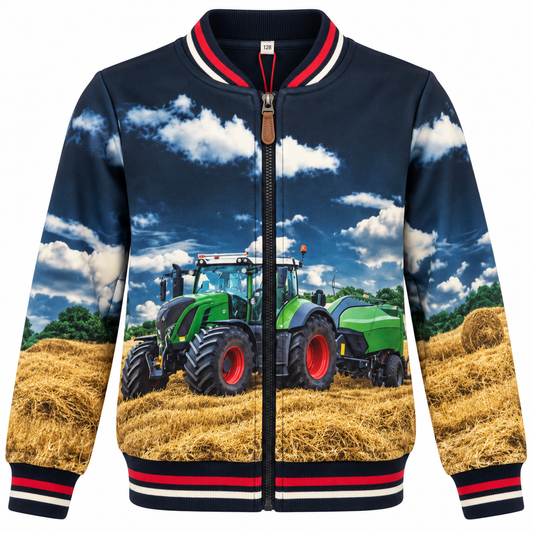 Jongens vest met tractor print H-356