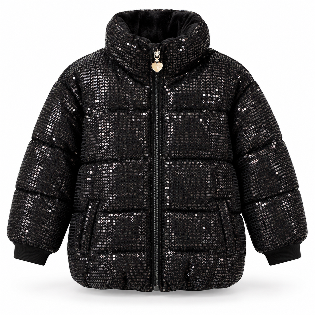 Meisjes glitter jas zwart