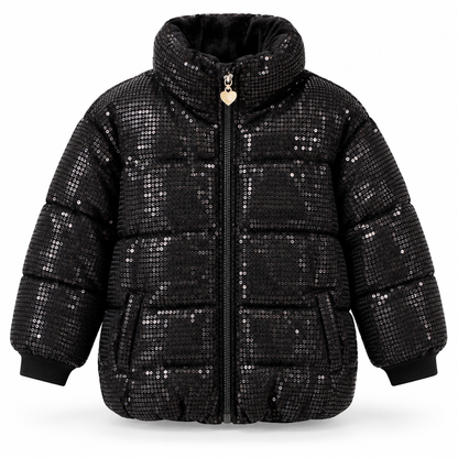 Meisjes glitter jas zwart