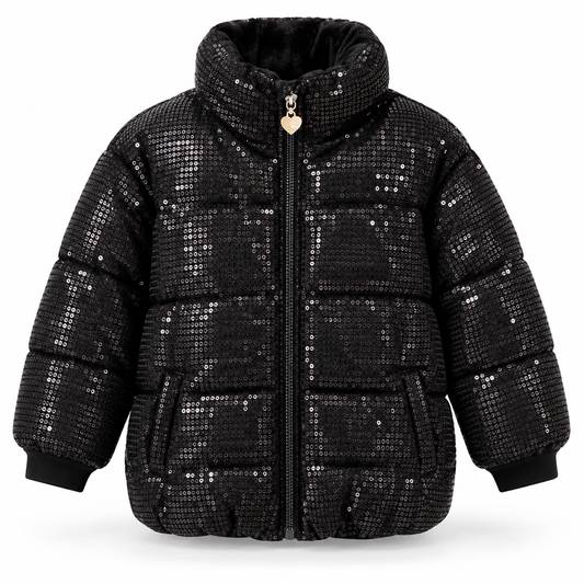 Meisjes glitter jas zwart