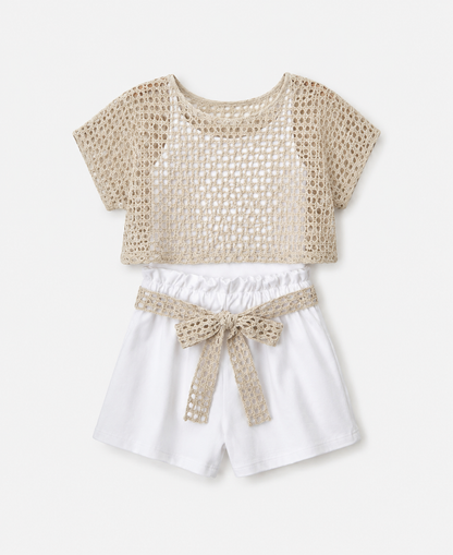 Meisjes setje beige