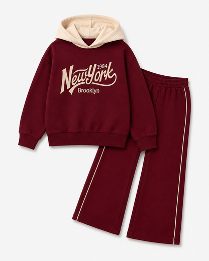 Meisjes set New York bordeaux