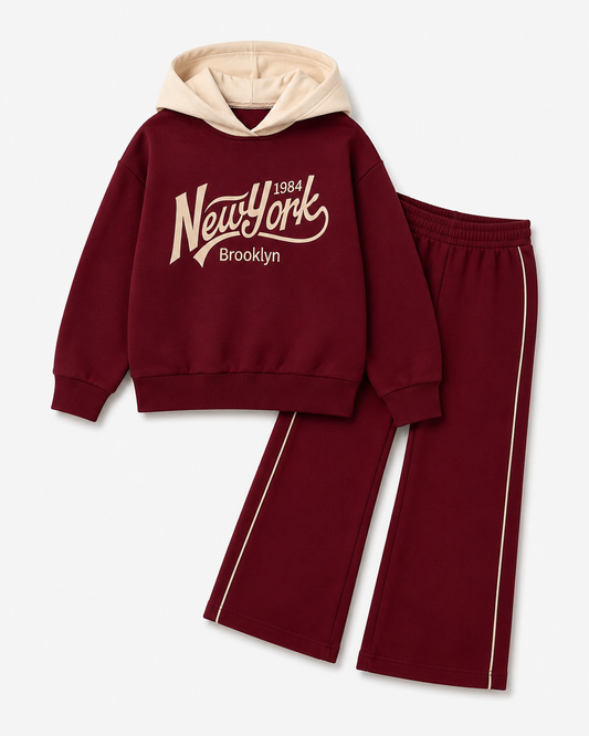 Meisjes set New York bordeaux