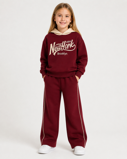 Meisjes set New York bordeaux