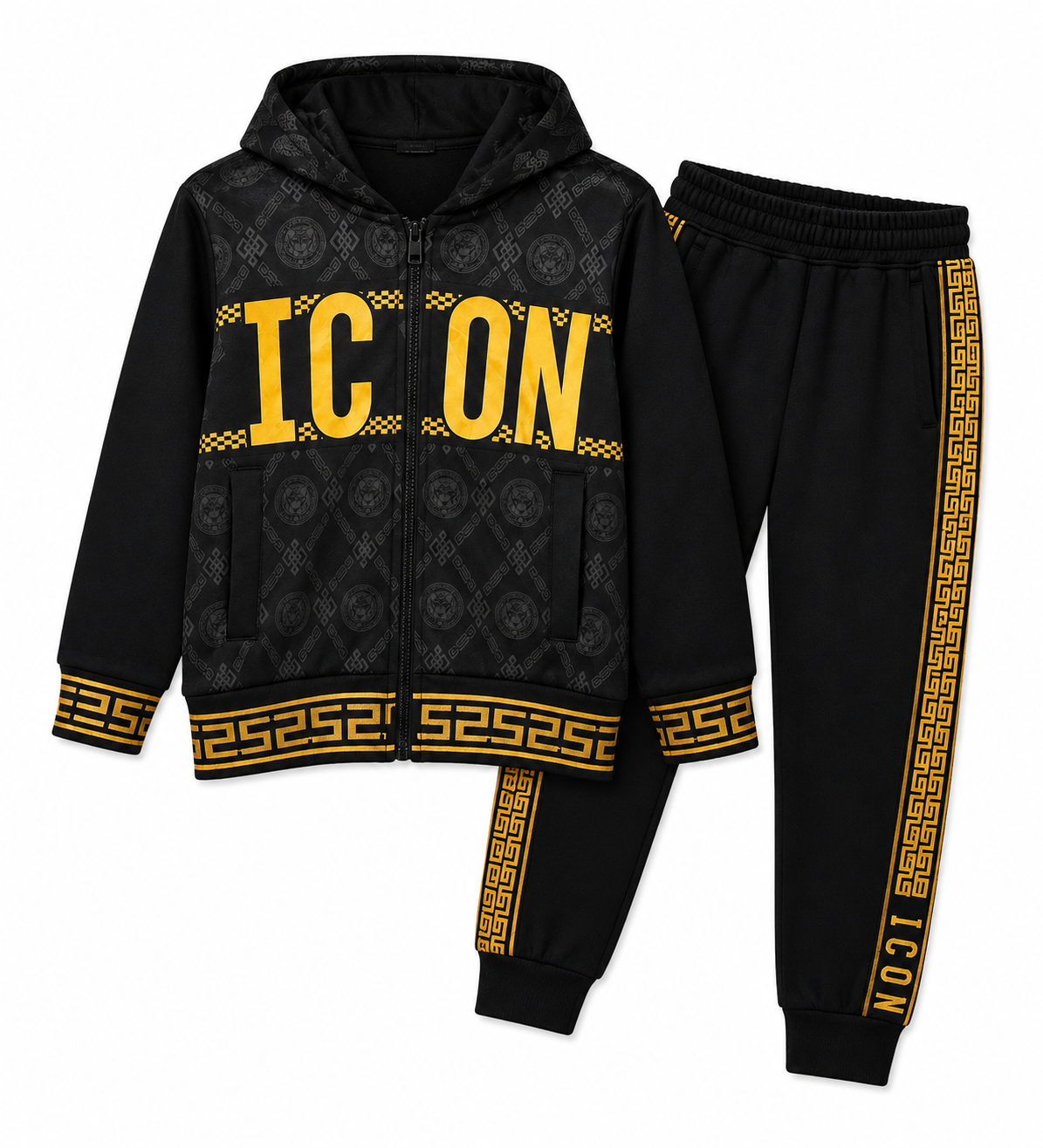 Icon jogging pak Zwart met Gouden Letters